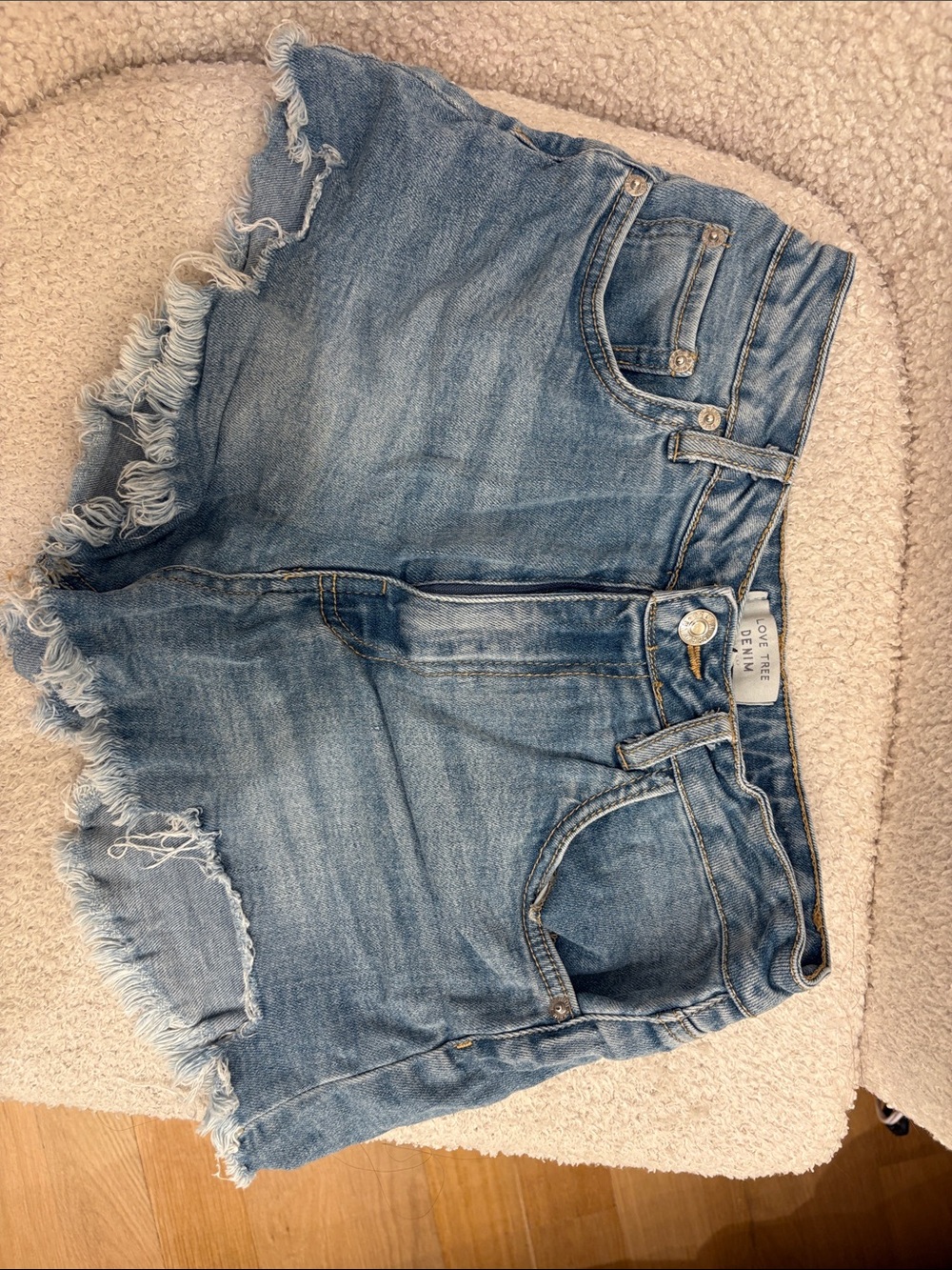 Love Tree Light Blue Distressed Denim Shorts